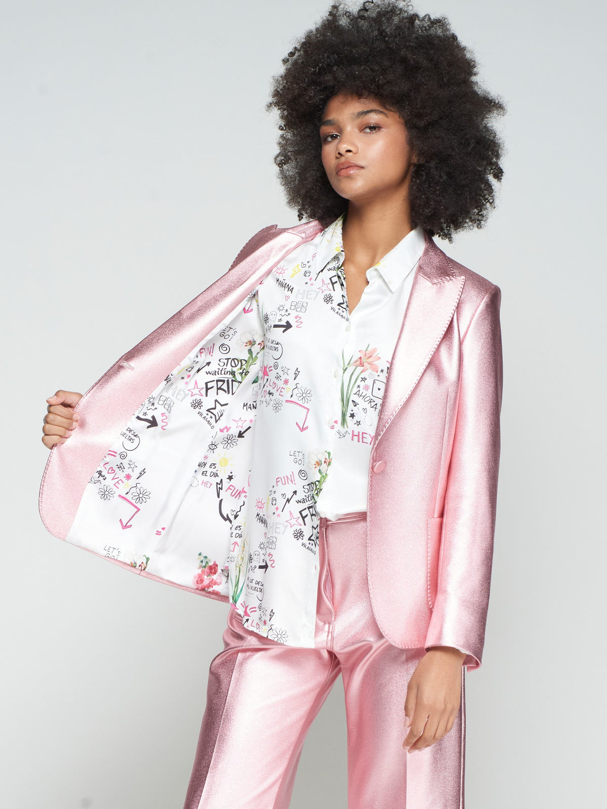 Vilagallo Hilary Rosa Metallic Stretchy Jacket