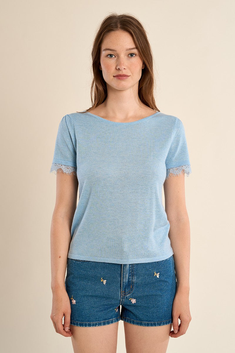 Molly Bracken Blue Tee With Short Sleeves