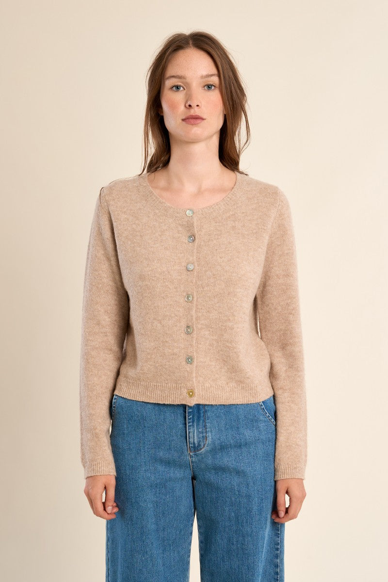 Molly Bracken Beige Button Cardigan