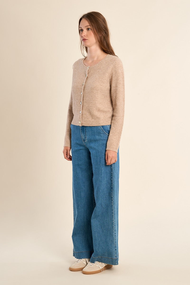 Molly Bracken Beige Button Cardigan