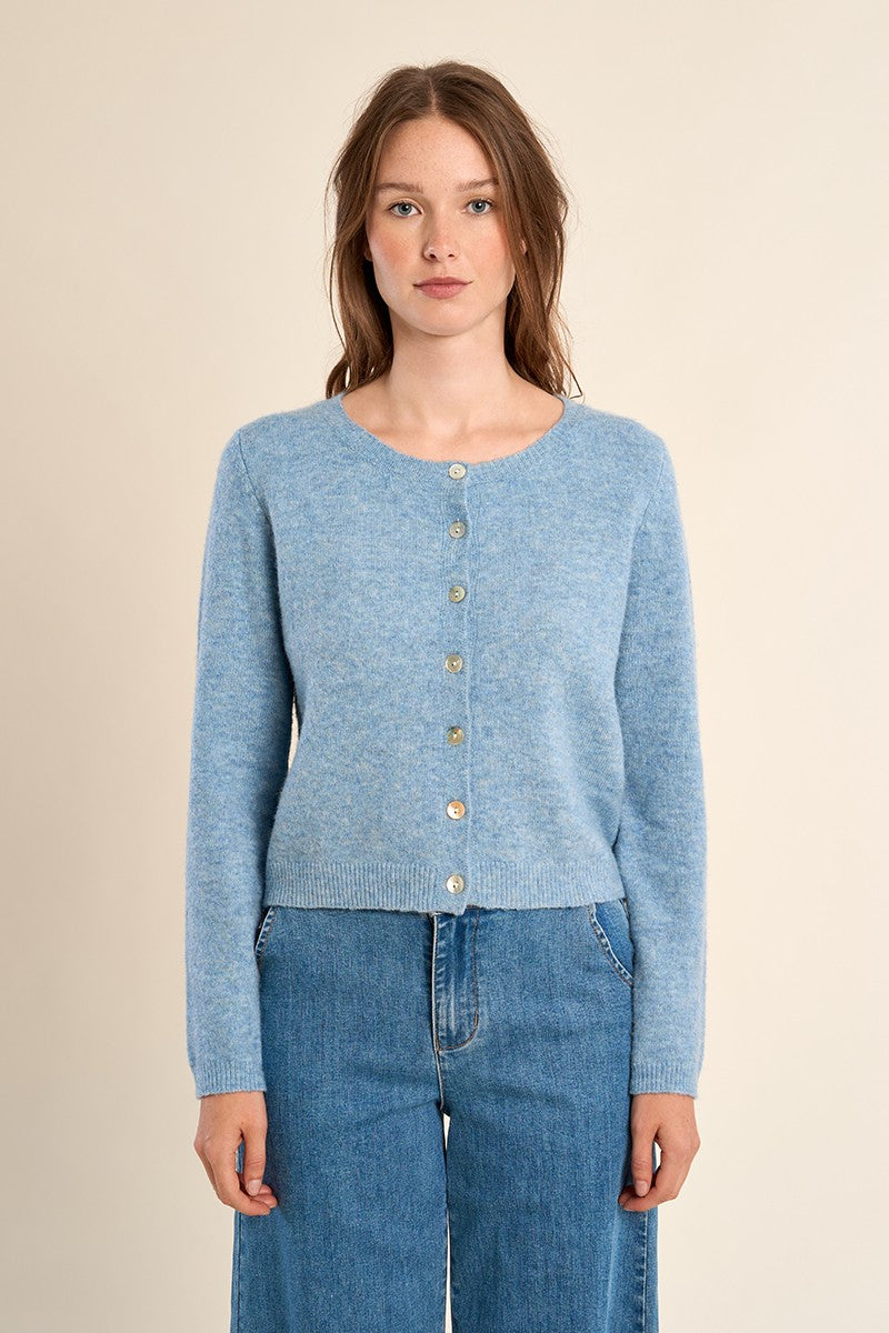 Molly Bracken Knitted Button Blue Cardigan