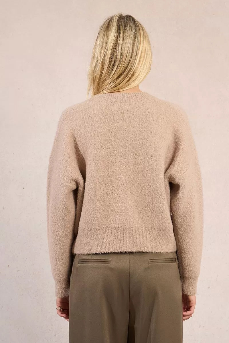 Molly Bracken Beige Knitted Cardigan With Heart Print