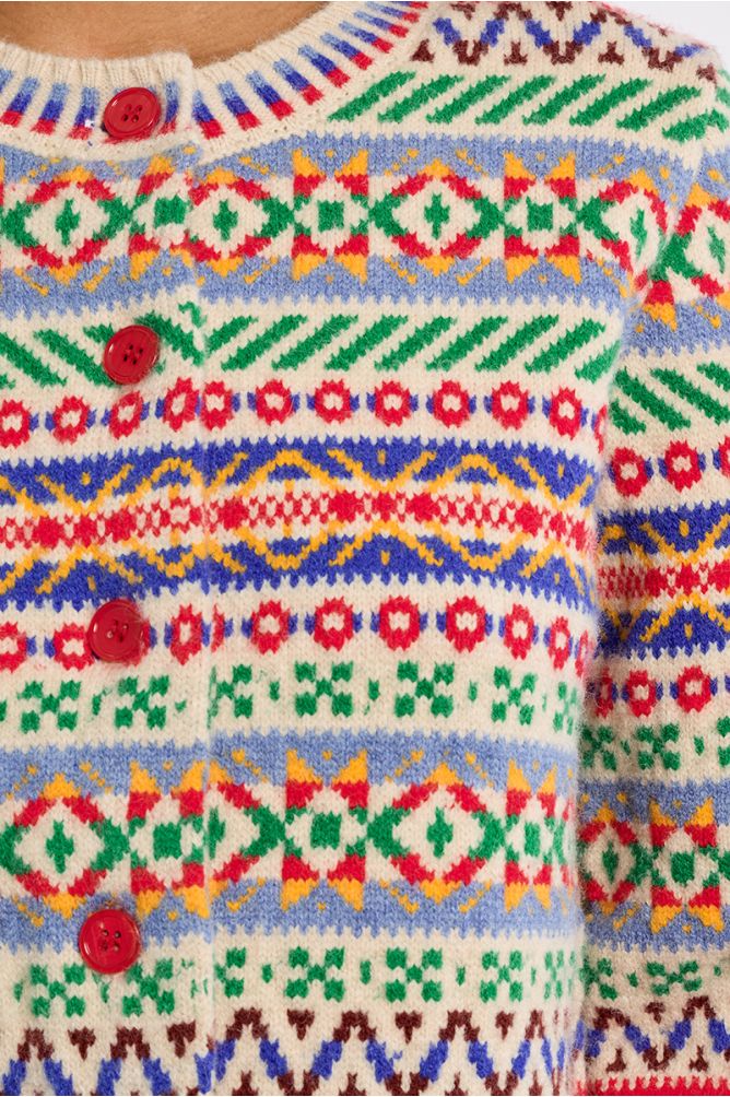Molly Bracken Knitted Off White Cardigan Red