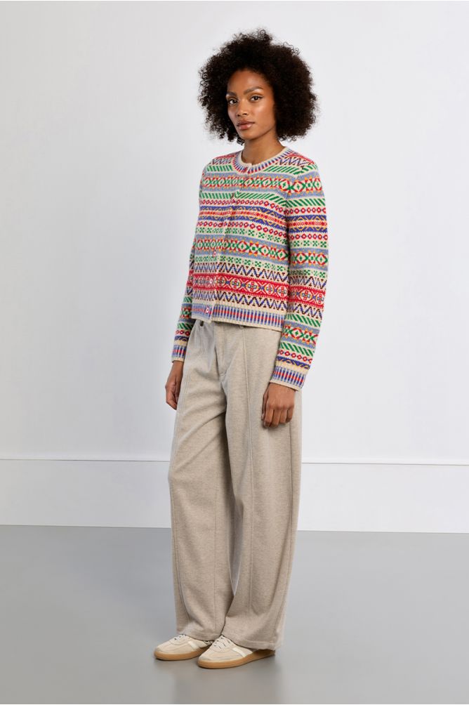Molly Bracken Knitted Off White Cardigan Red