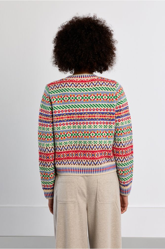 Molly Bracken Knitted Off White Cardigan Red