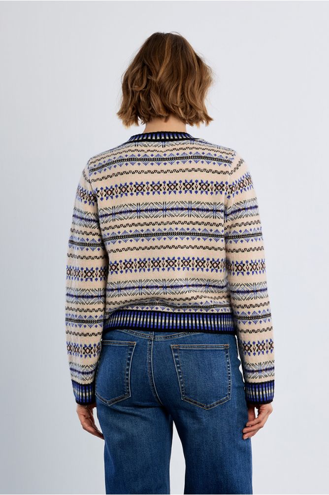 Molly Bracken Knitted Off White Cardigan Blue