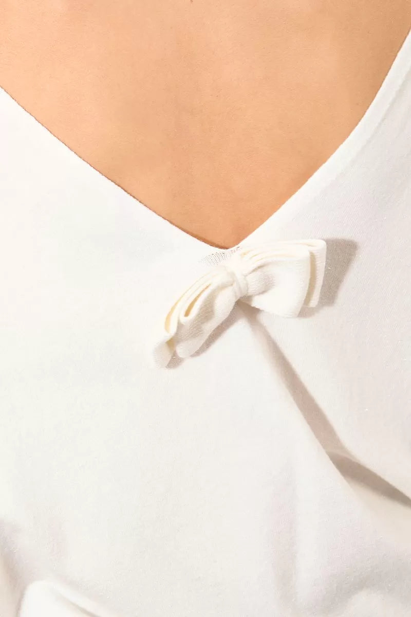 Molly Bracken Knitted Off White, Open V Back Sweater