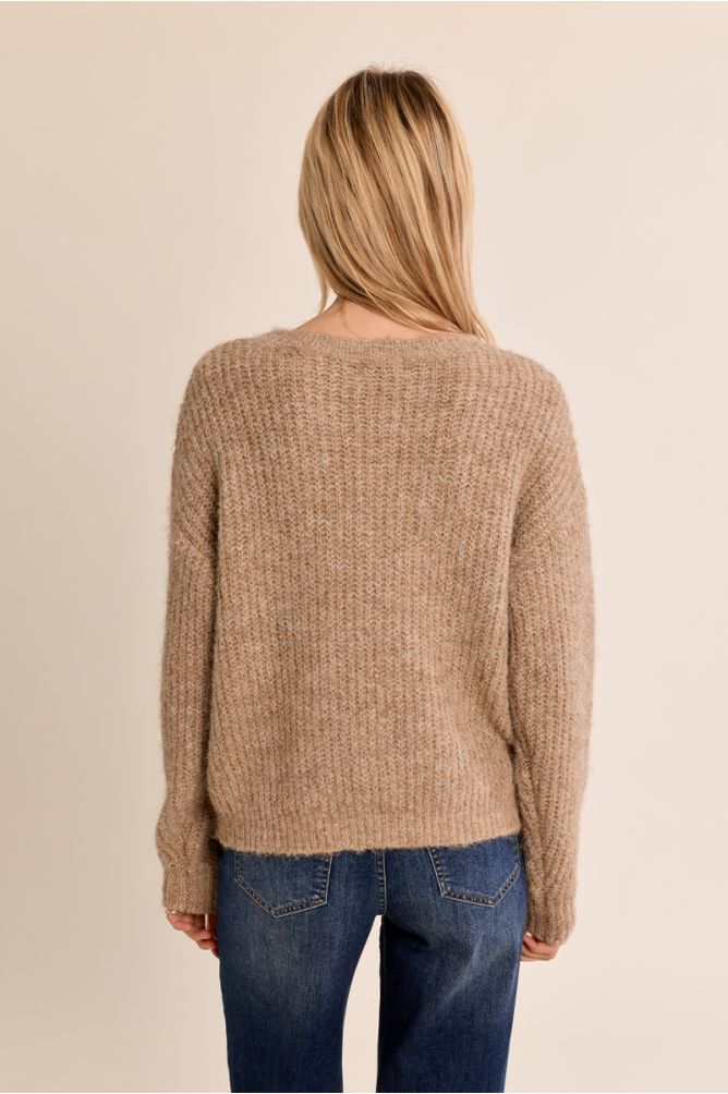 Molly Bracken Beige Knitted Sweater With Sequins