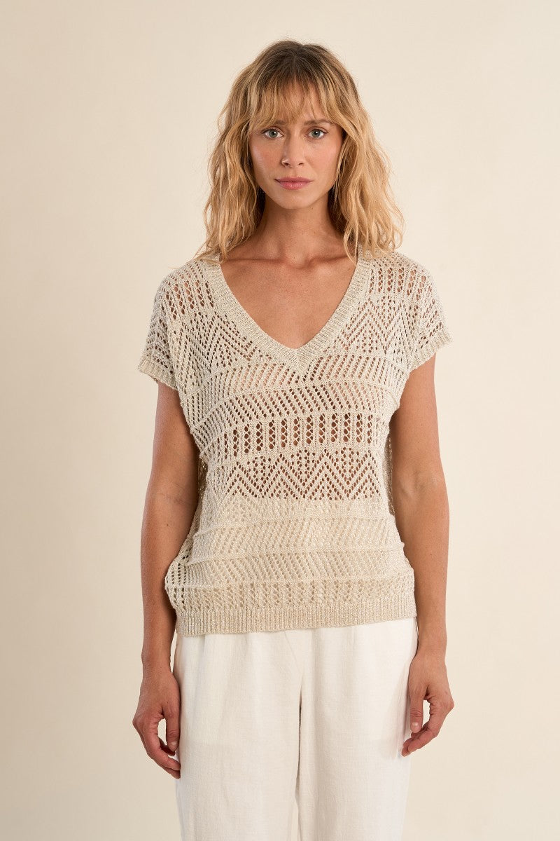 Molly Bracken Silver Knitted T-Shirt