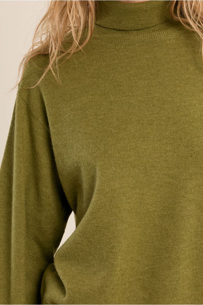 Molly Bracken Knitted Turtleneck Lime Green Sweater