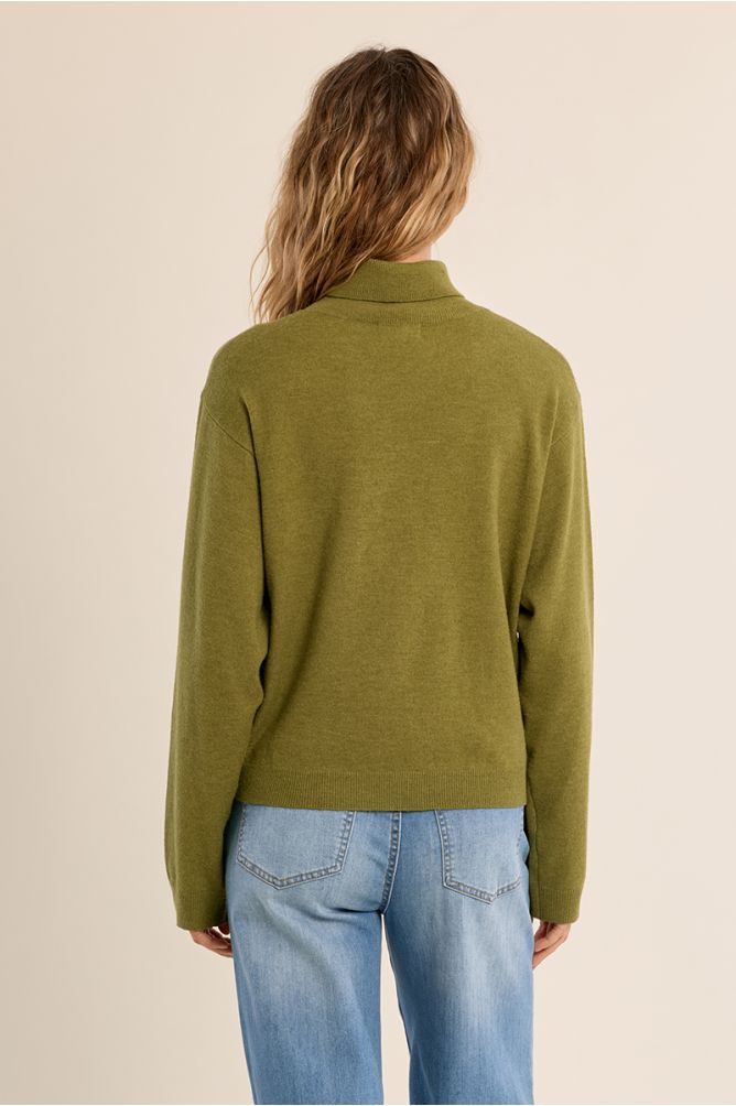 Molly Bracken Knitted Turtleneck Lime Green Sweater