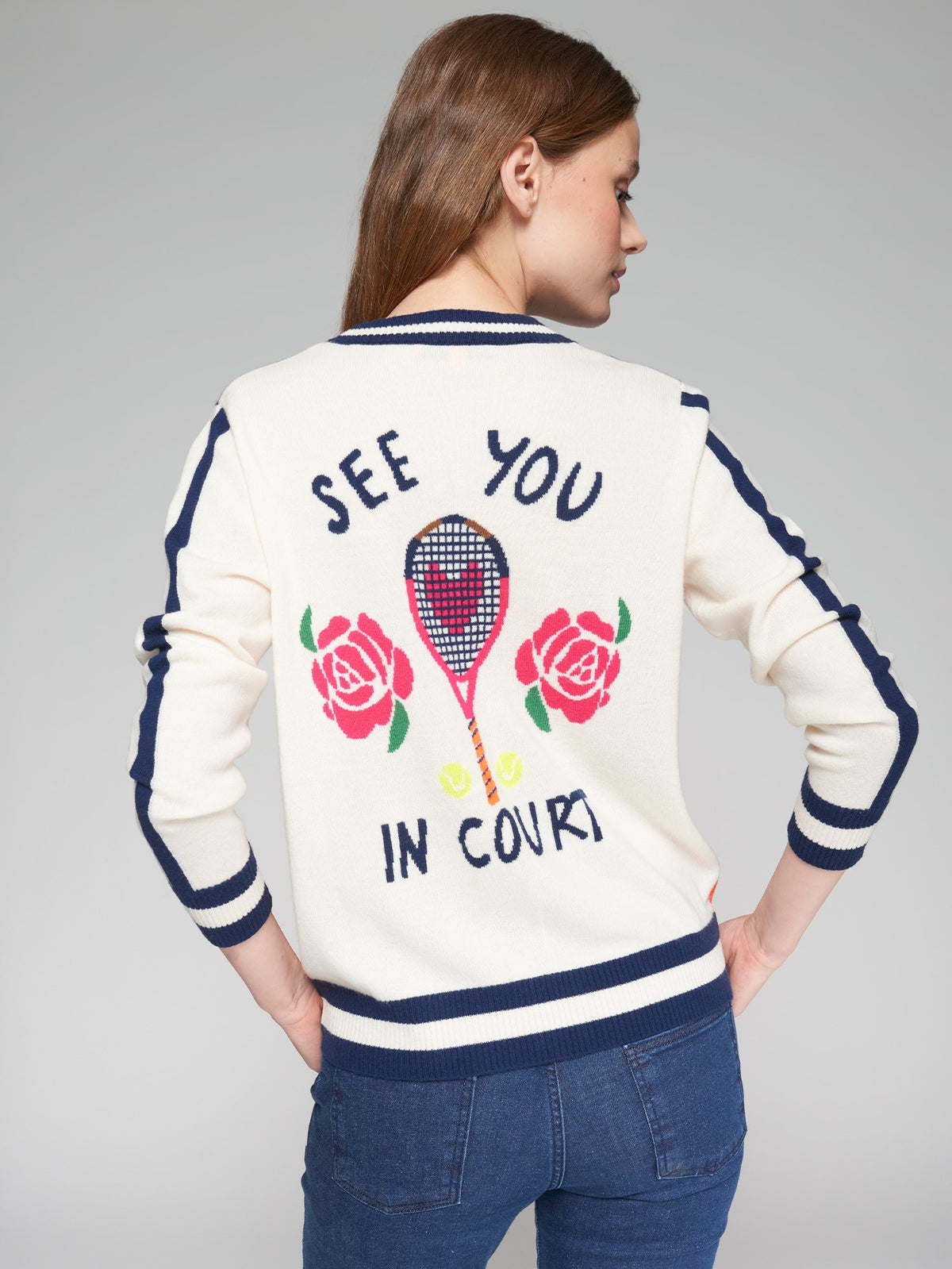 Vilagallo Multi Coloured Intrasia V Neck Cardigan