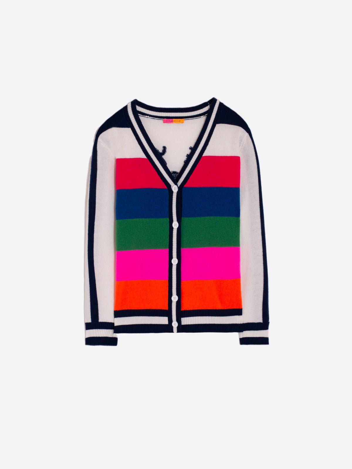 Vilagallo Multi Coloured Intrasia V Neck Cardigan