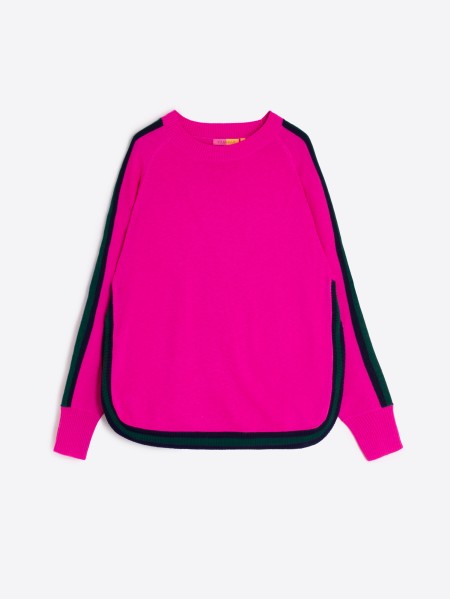 Vilagallo Pink Wool Sweater With Navy Trim