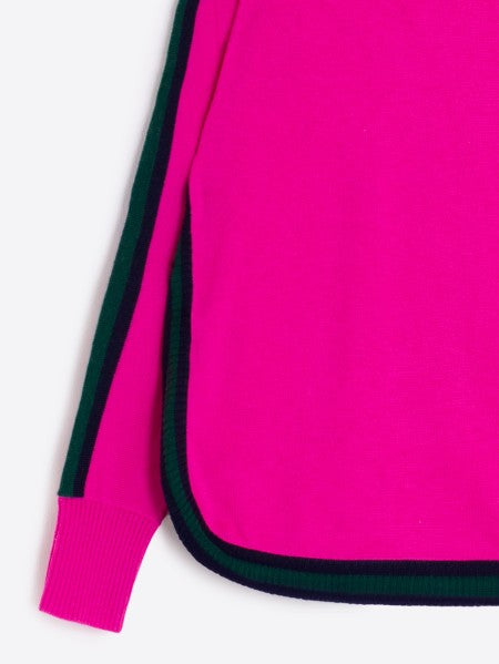 Vilagallo Pink Wool Sweater With Navy Trim