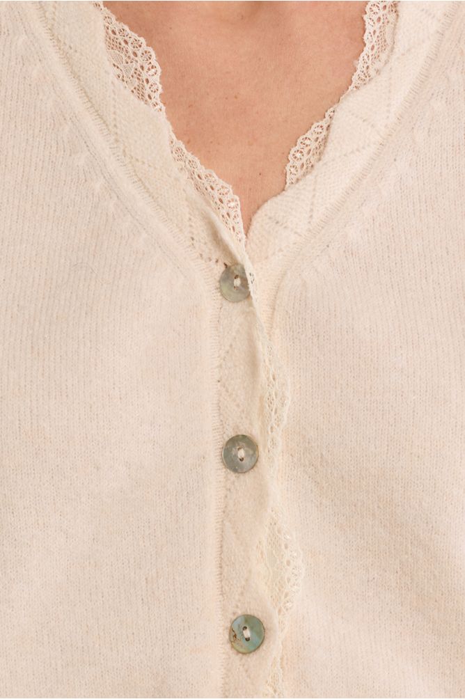 Molly Bracken Lace Scalloped Cream Cardigan