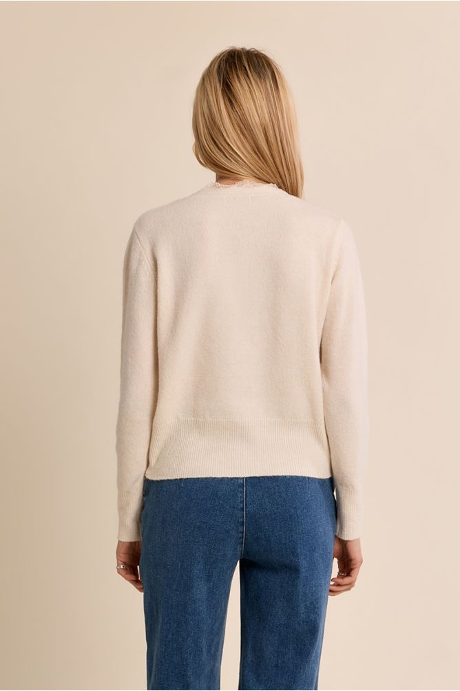 Molly Bracken Lace Scalloped Cream Cardigan