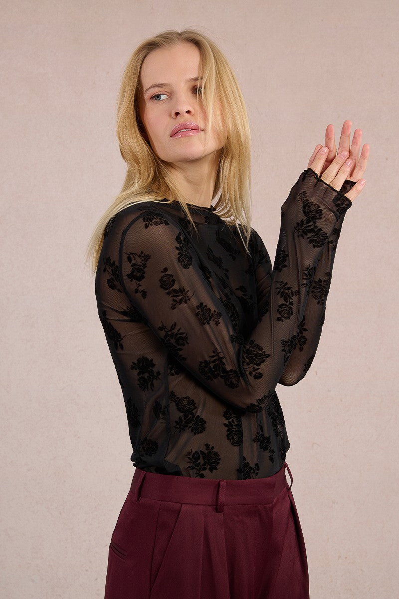 Molly Bracken Lace Black Top (Transparent)