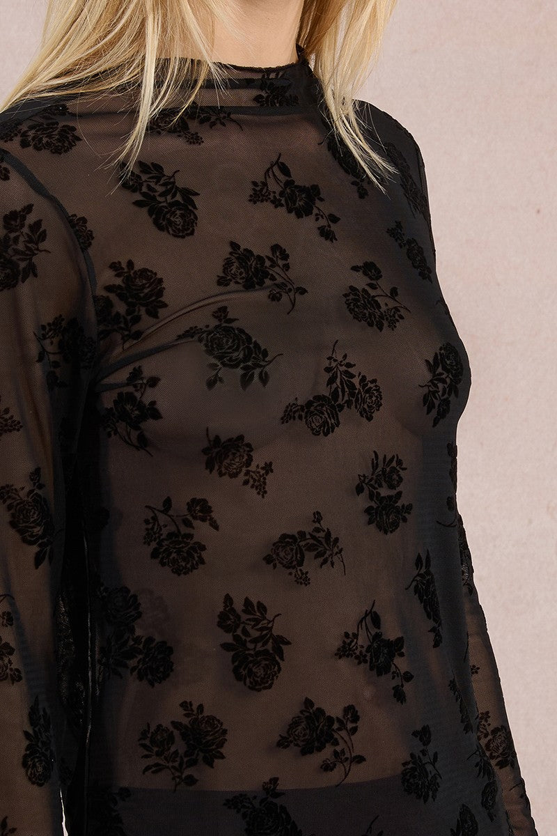 Molly Bracken Lace Black Top (Transparent)