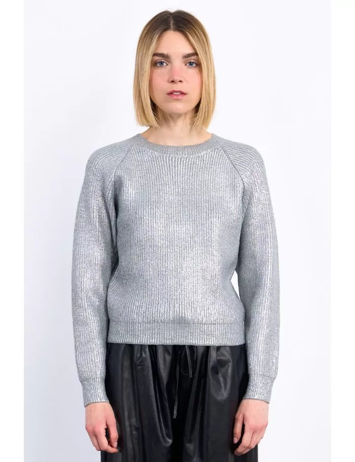 Molly Bracken Lame Effect Silver Sweater