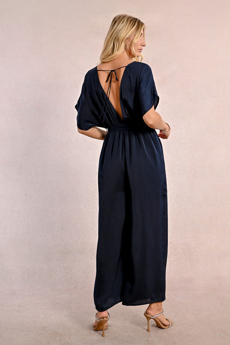 Molly Bracken Navy Ladies Woven Jumpsuit