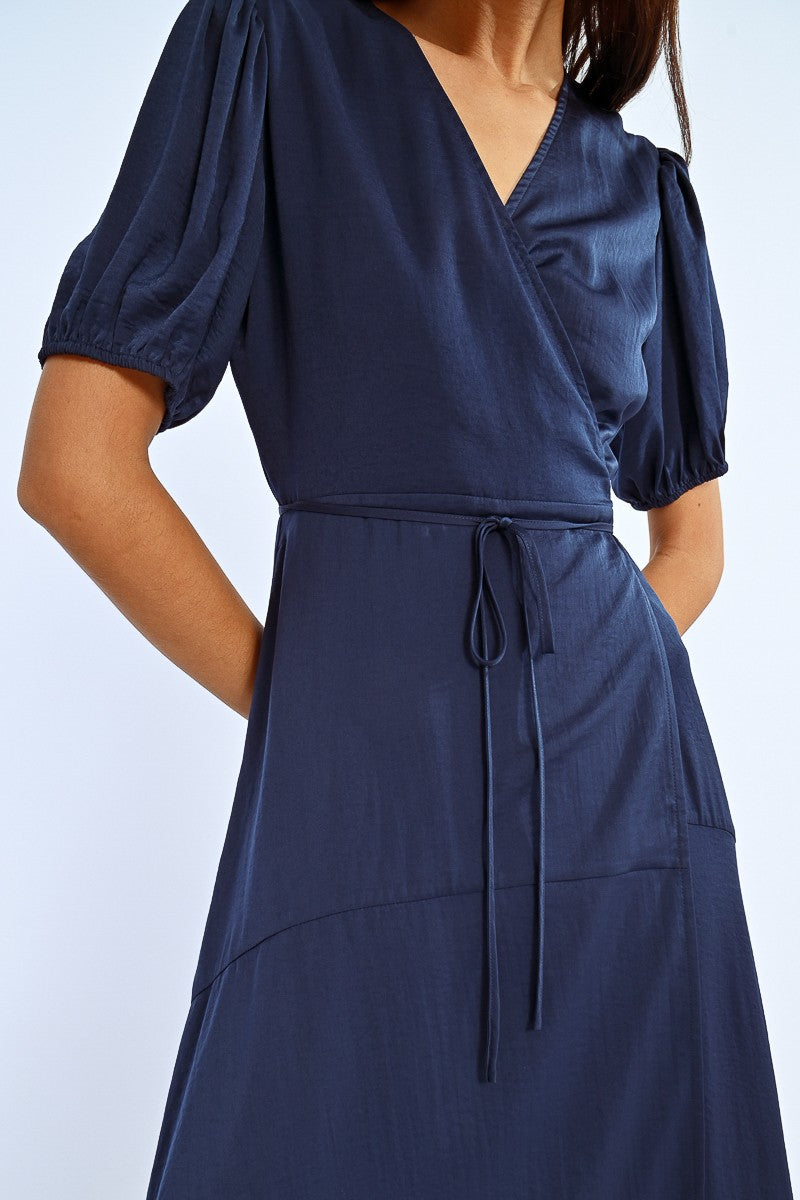Lili Sidonio Navy Blue V Neck Dress