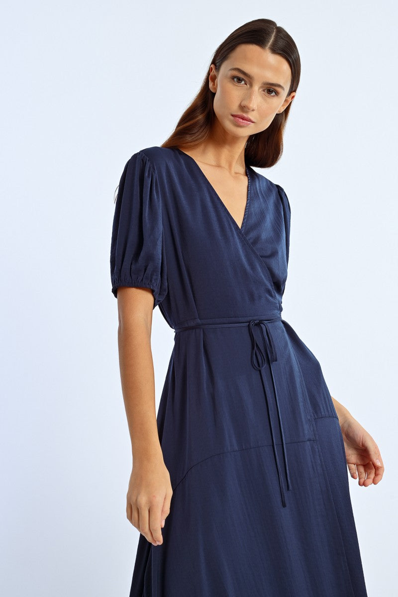 Lili Sidonio Navy Blue V Neck Dress