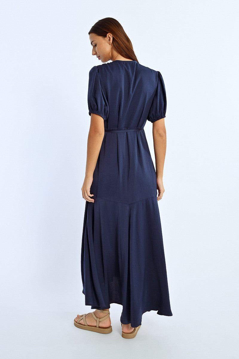 Lili Sidonio Navy Blue V Neck Dress