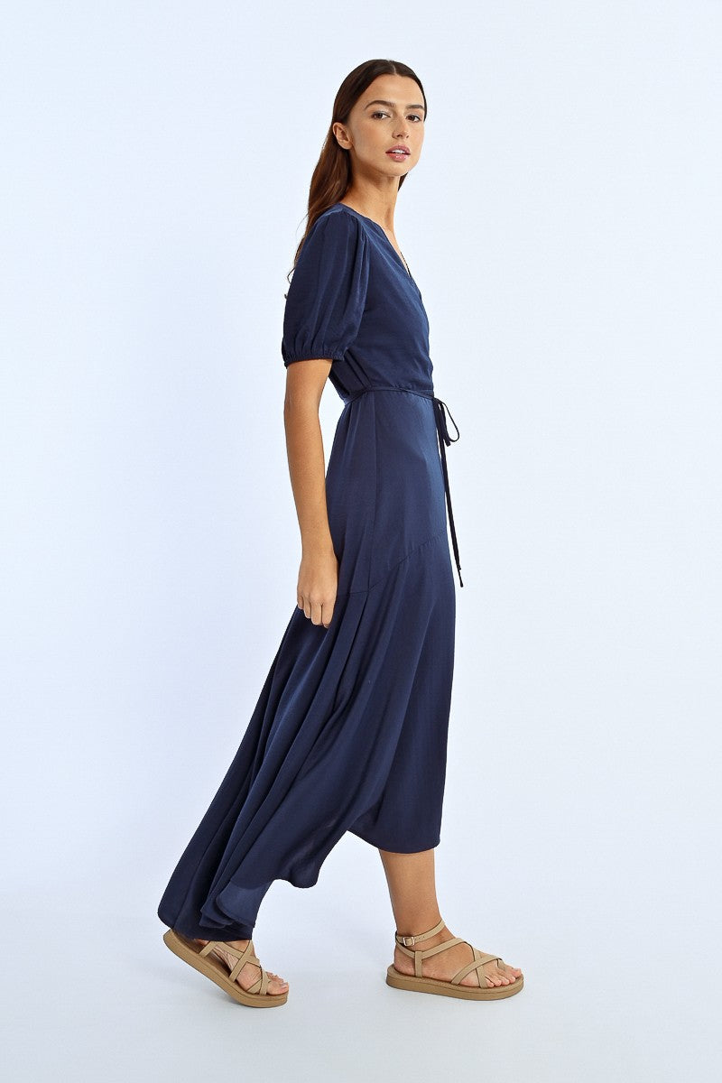 Lili Sidonio Navy Blue V Neck Dress