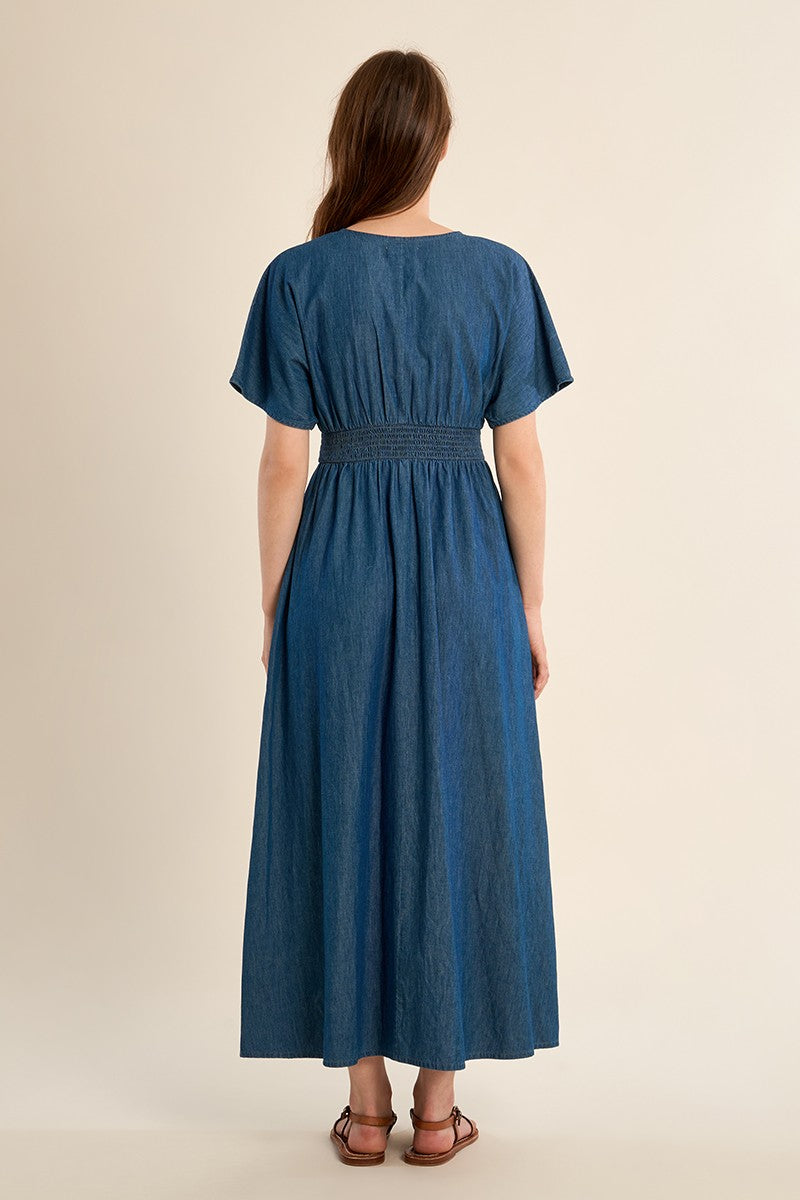 Molly Bracken Long Lyocell Navy Blue Dress