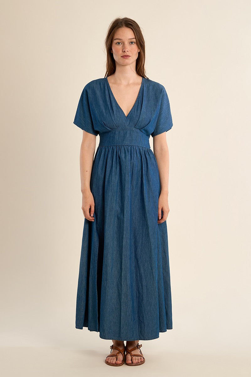 Molly Bracken Long Lyocell Navy Blue Dress