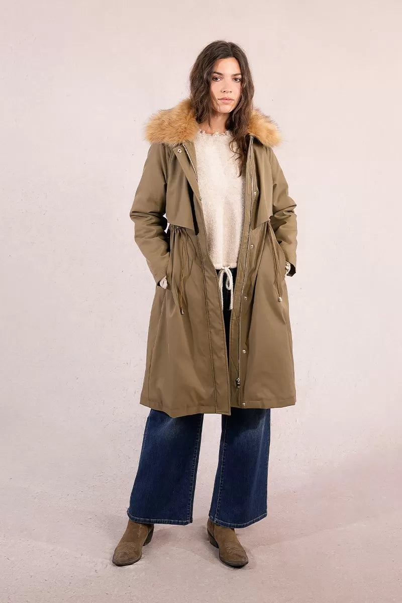 Molly Bracken Long Parka Khaki Coat