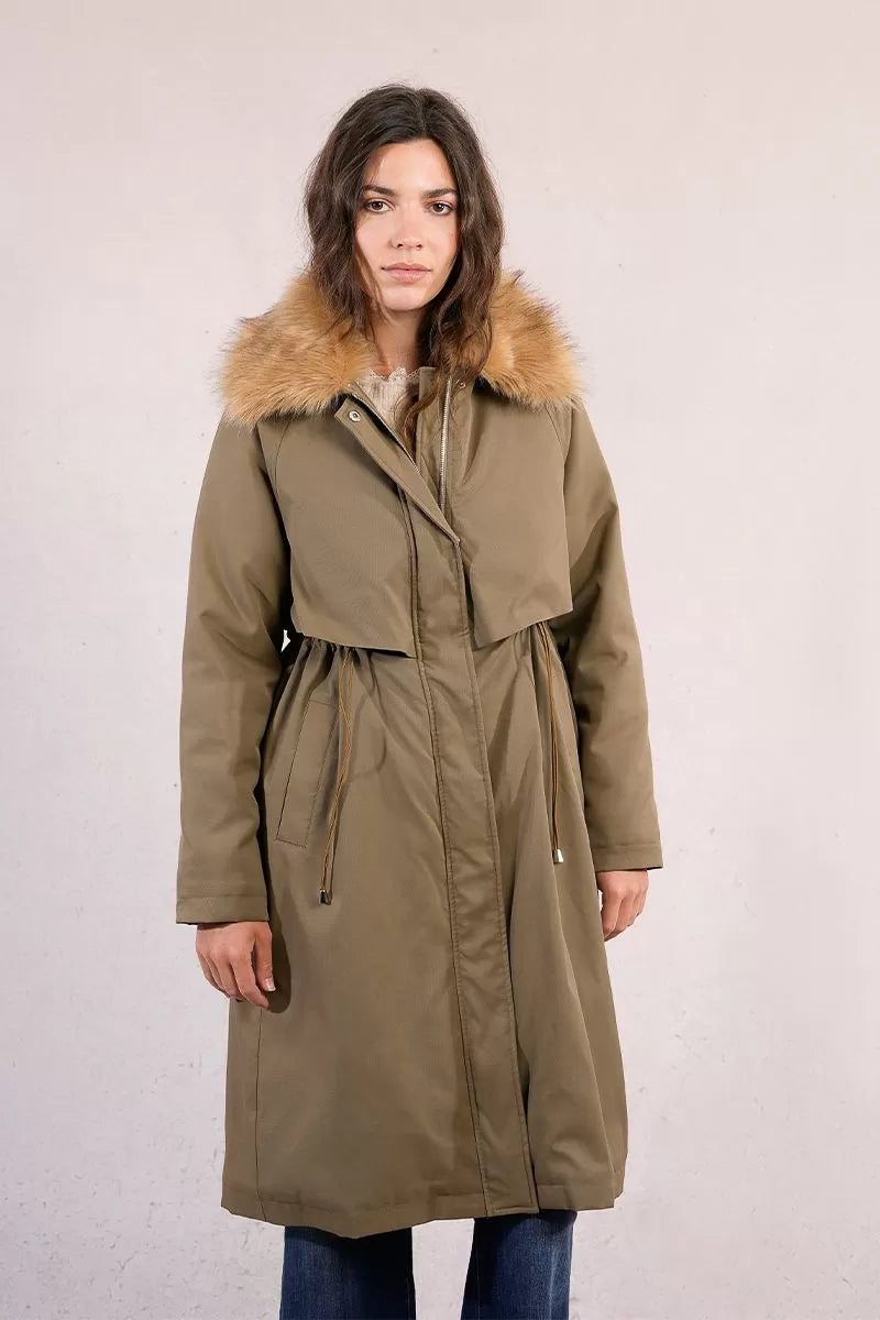 Molly Bracken Long Parka Khaki Coat