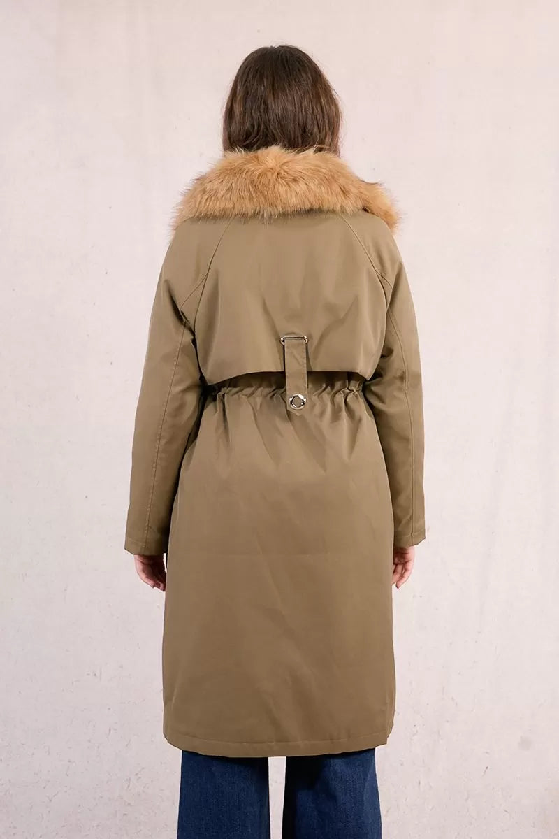 Molly Bracken Long Parka Khaki Coat