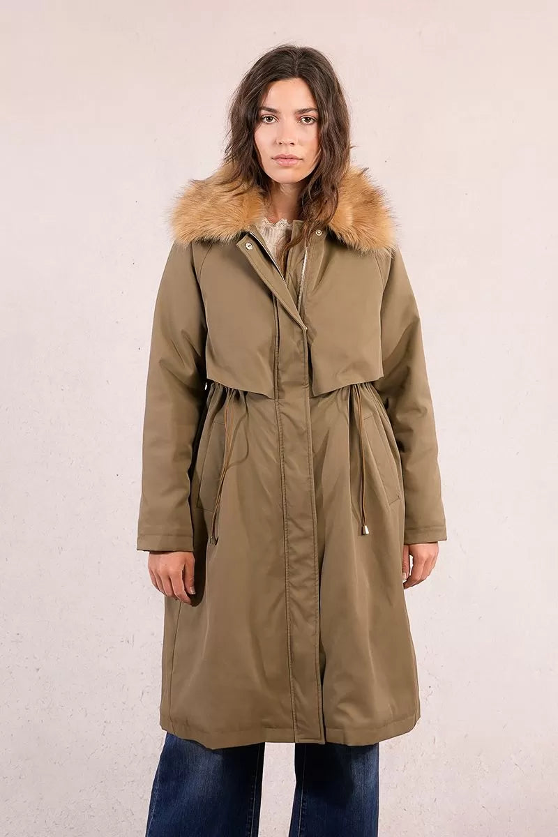 Molly Bracken Long Parka Khaki Coat