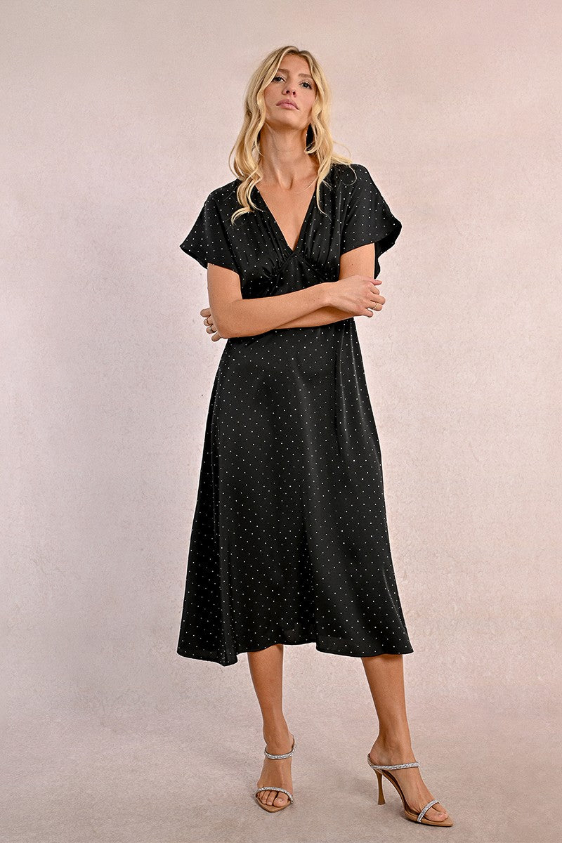 Molly Bracken V Neck Batwing Black Dress