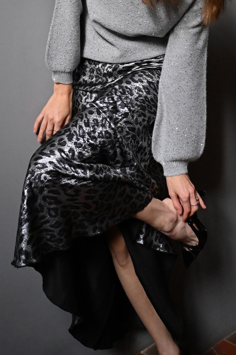 Molly Bracken Dark Grey Animal Print Skirt