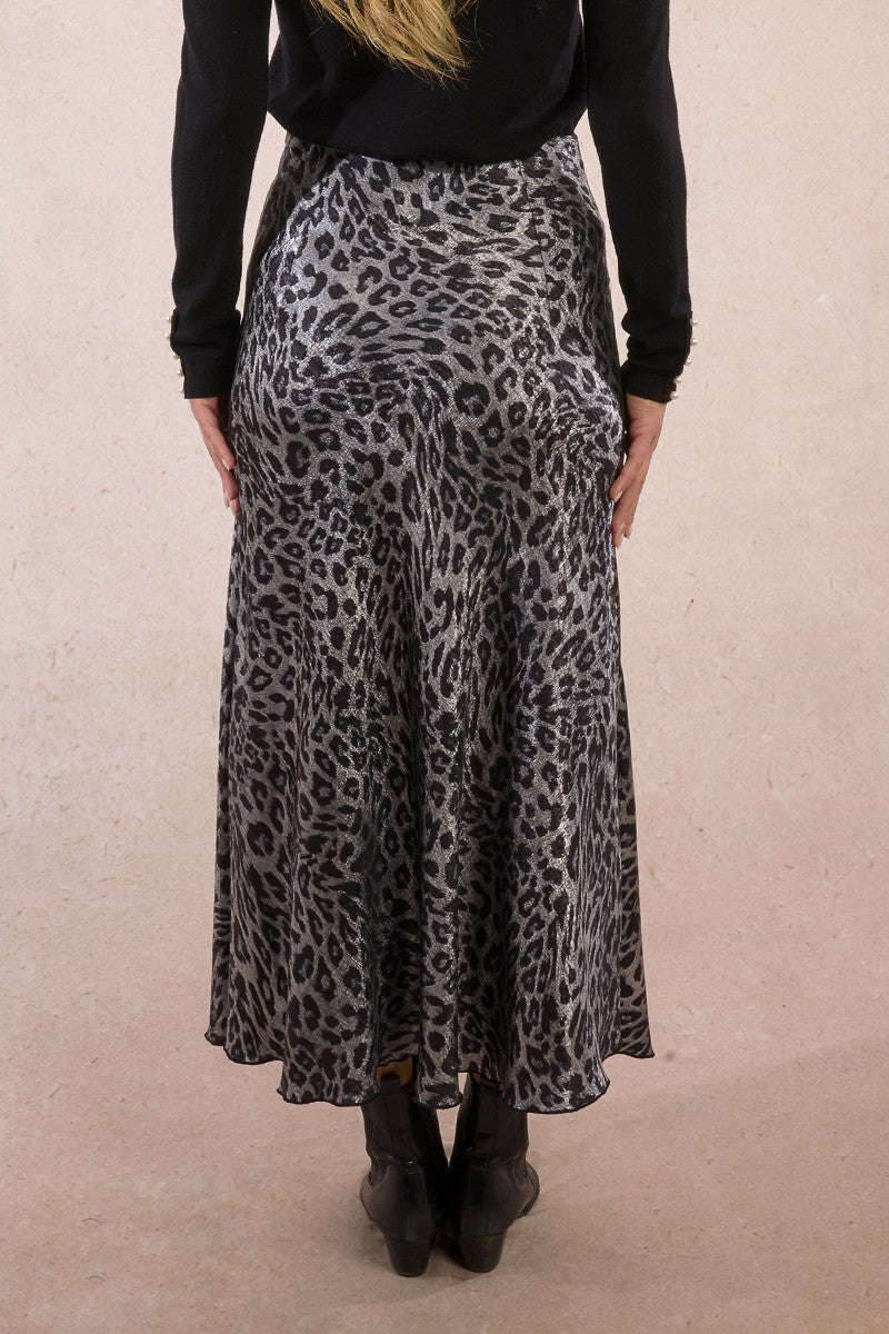 Molly Bracken Dark Grey Animal Print Skirt