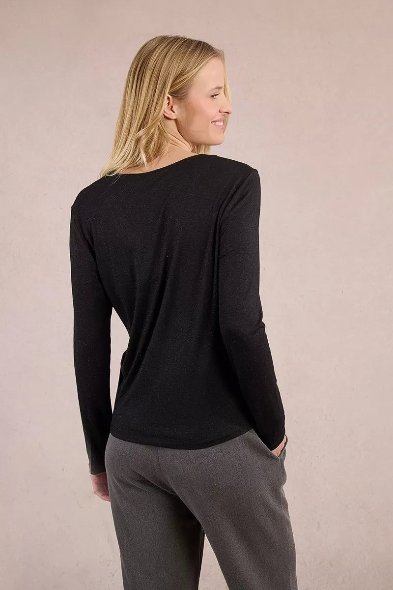 Molly Bracken Black Knitted Long Sleeved Tee
