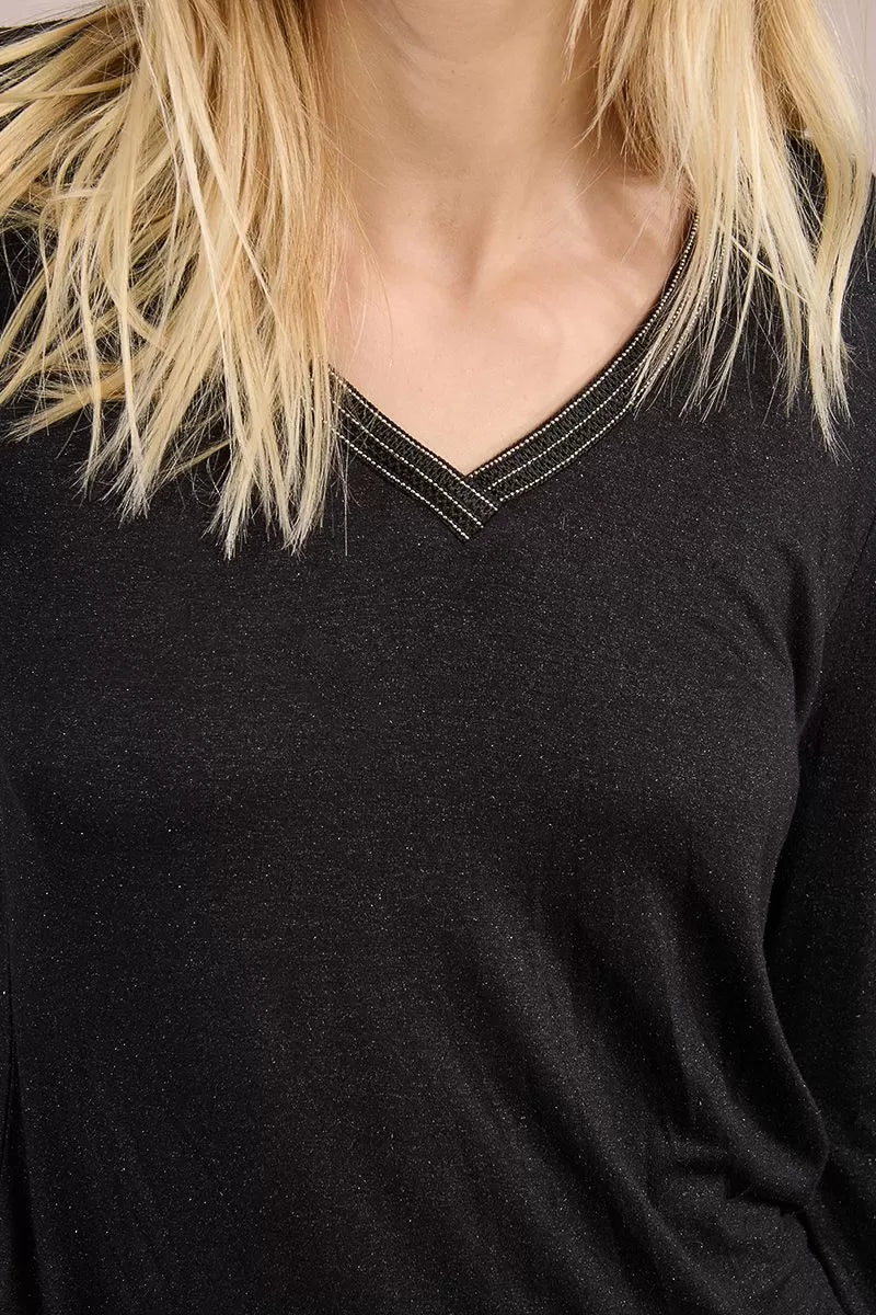 Molly Bracken Black Knitted Long Sleeved Tee