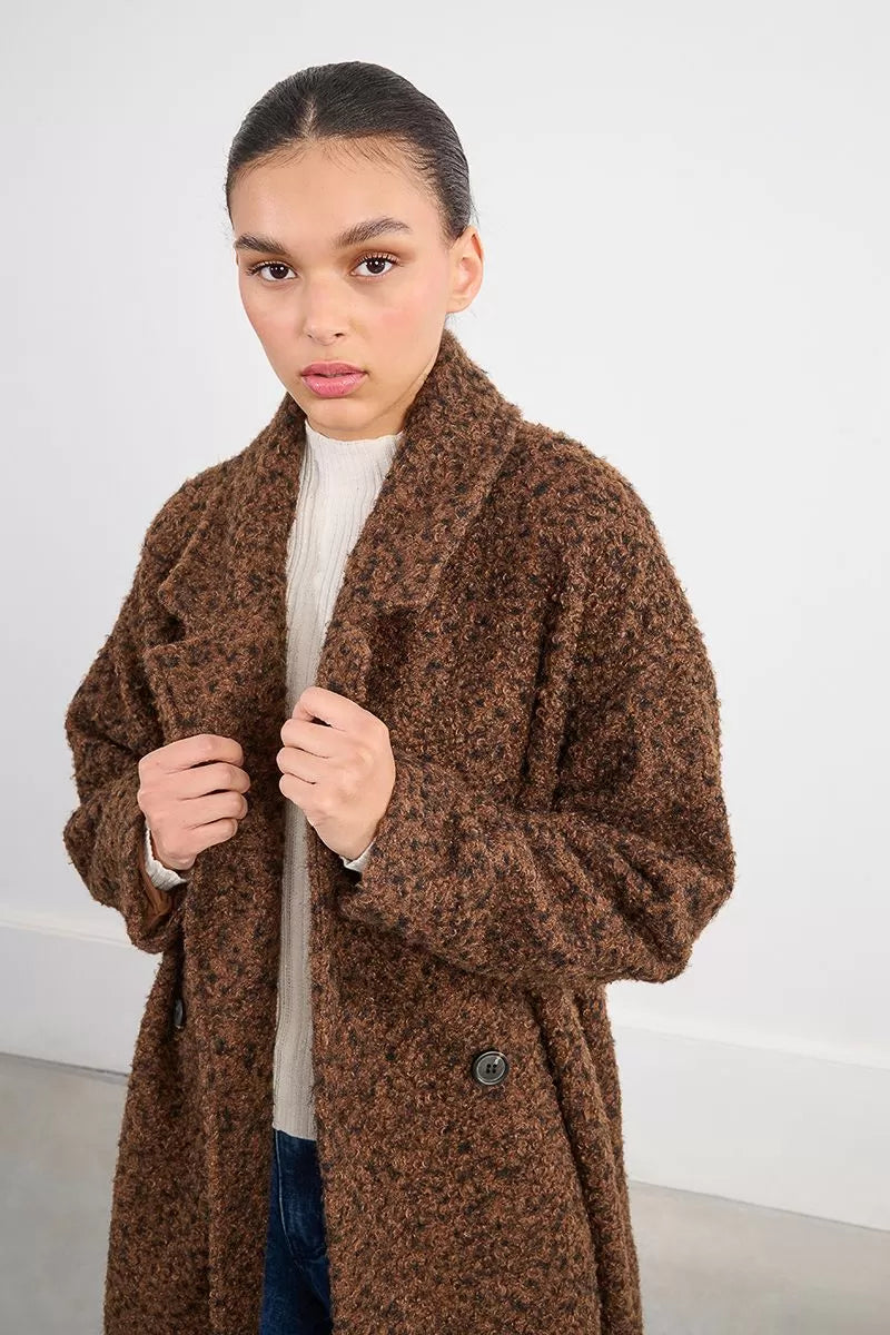 Molly Bracken Long Terry Brown Wool Coat