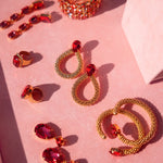 Caroline Svedbom Classic Rope Earrings Gold Mulberry Red