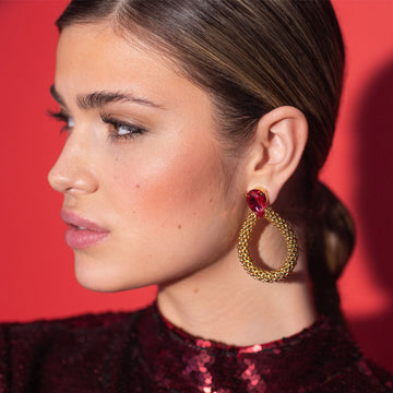 Caroline Svedbom Classic Rope Earrings Gold Mulberry Red