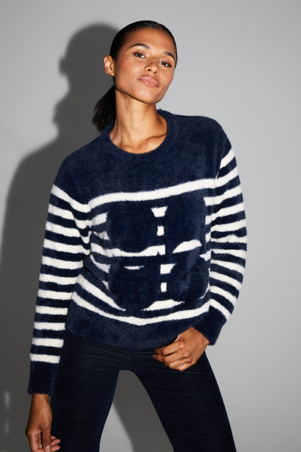 IMPREVU Lina Fluffy Navy Favola Sweater