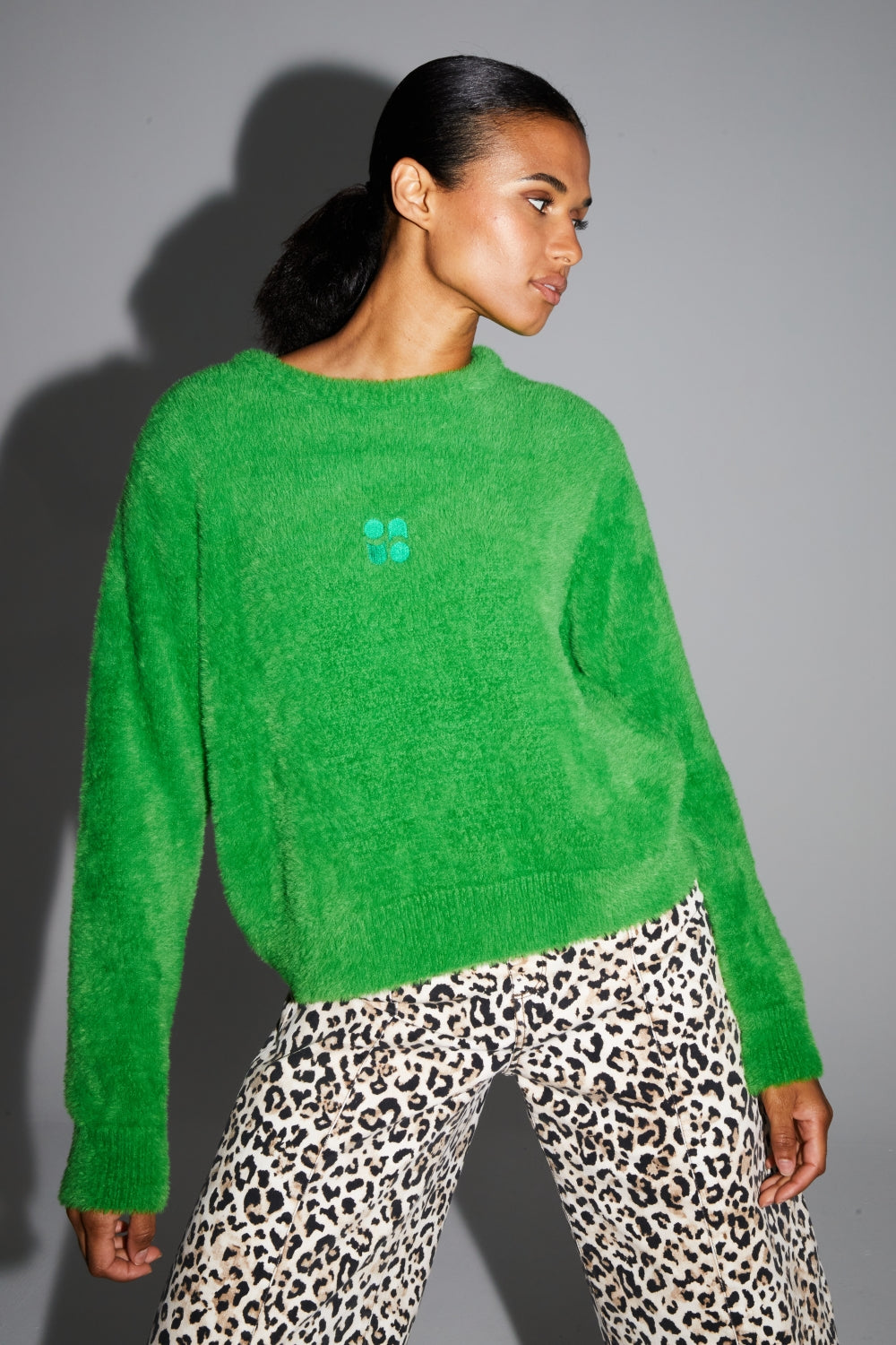 IMPREVU Lina Fluffy Green Maille Knitwear