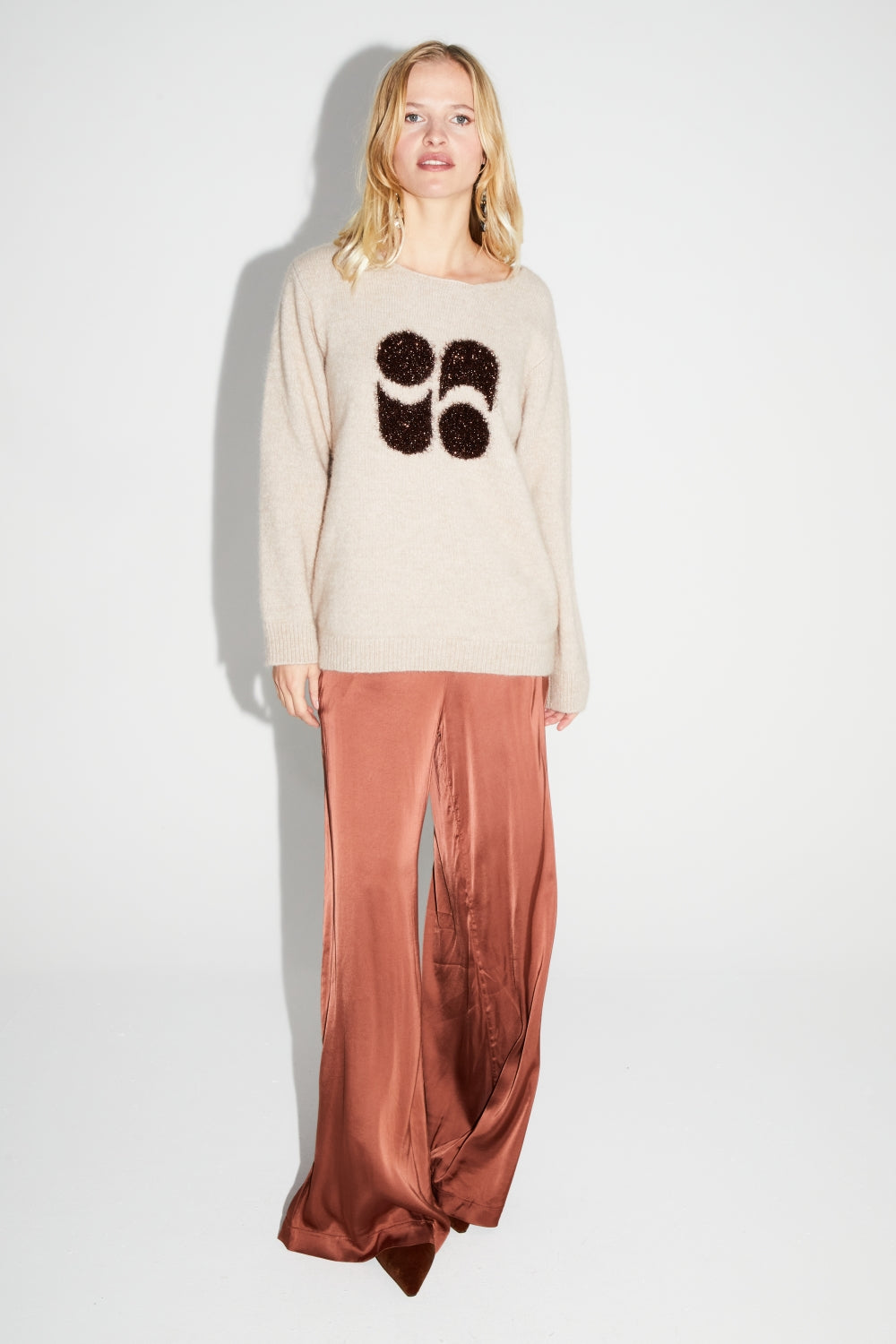 IMPREVU Maille Lurex Beige Sweater