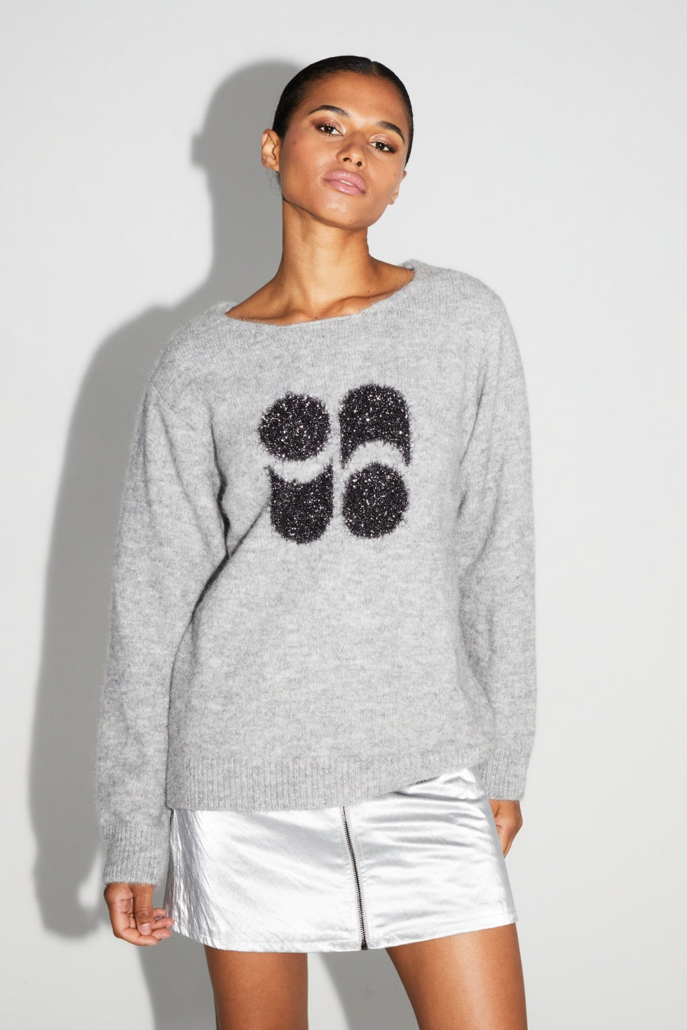 IMPREVU Pixie Maille Lurex Grey Knitwear