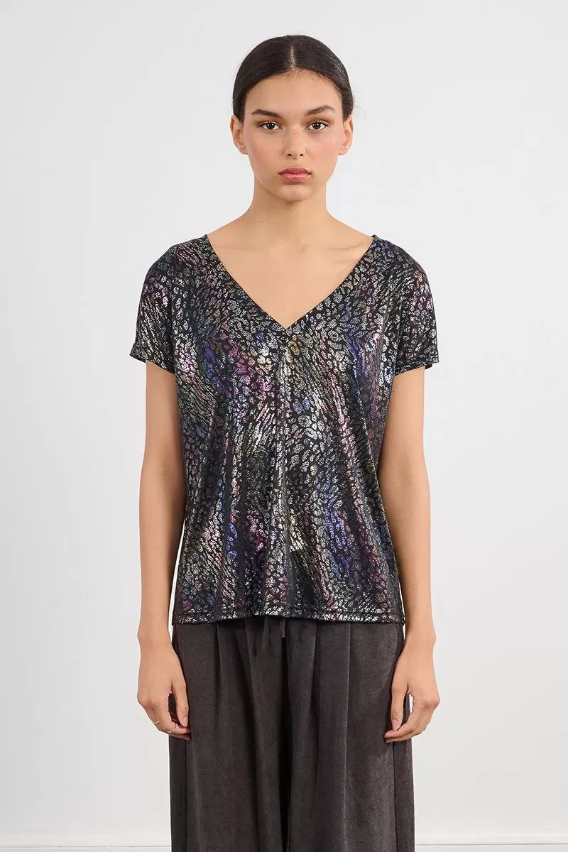 Molly Bracken Multi Leopard Printed T shirt