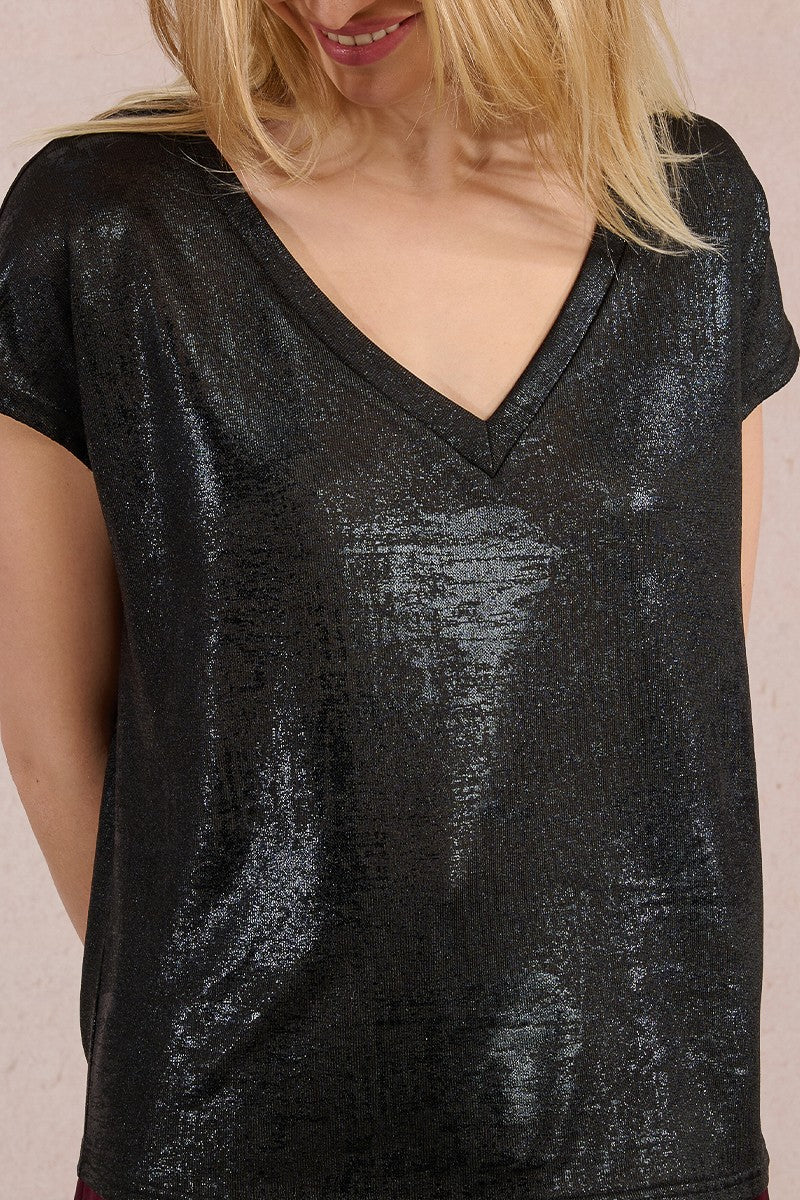 Molly Bracken Metallic Black T-shirt
