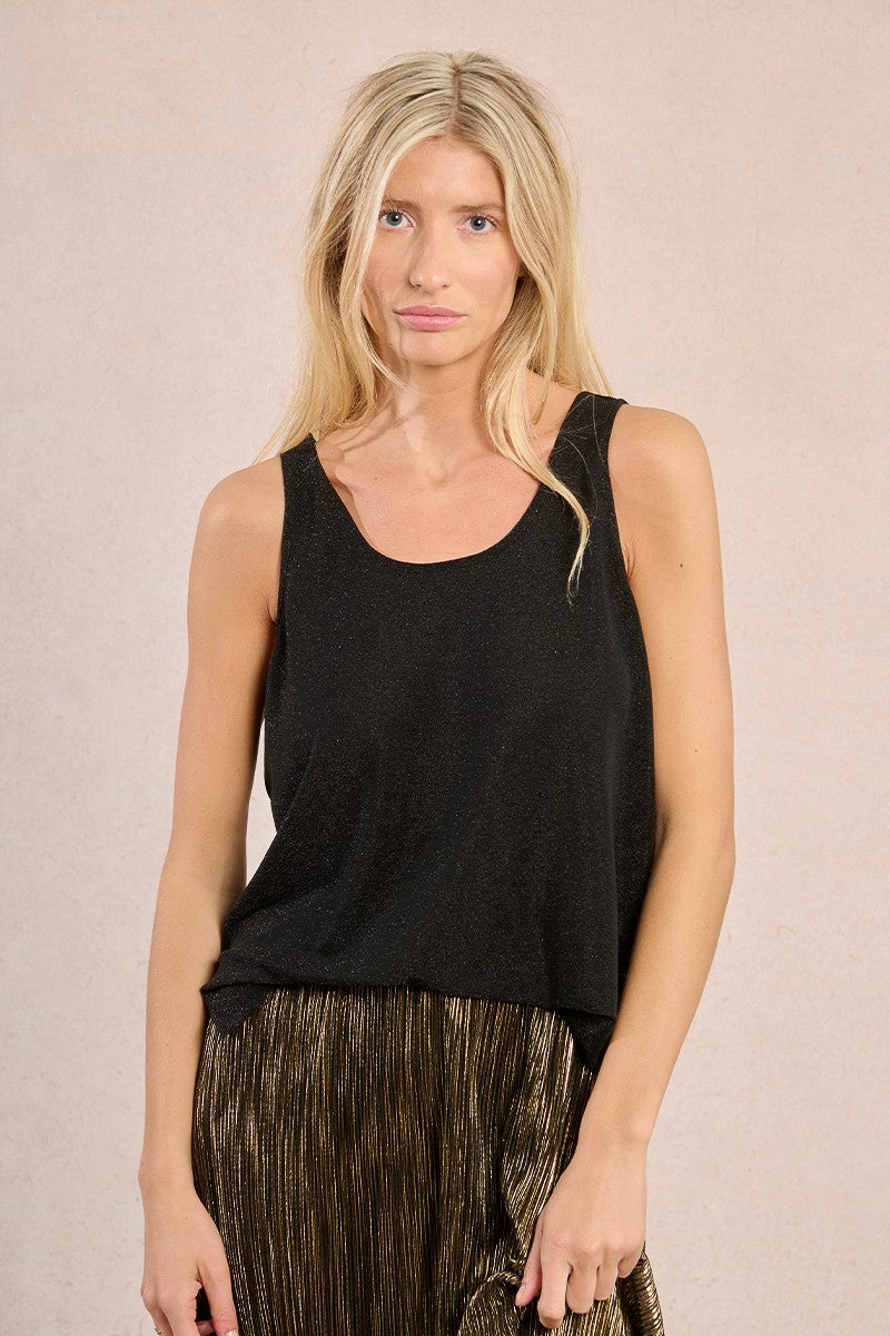 Molly Bracken Metallic Tank Black Top